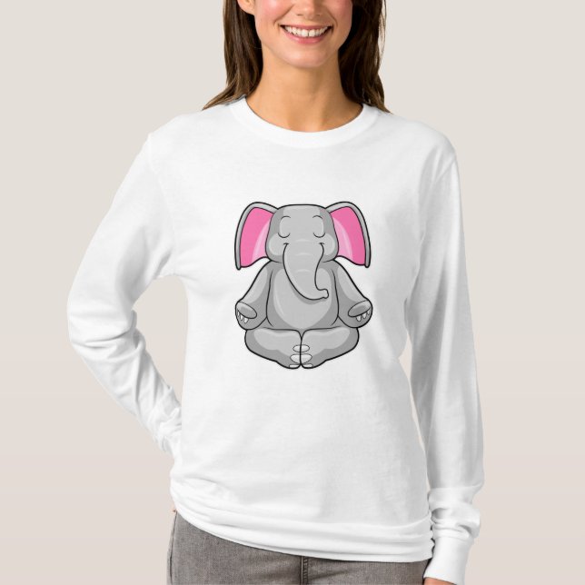 Elefant bei Yoga in Cross-Bid T-Shirt (Vorderseite)
