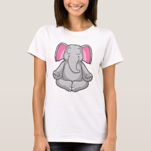 Elefant bei Yoga in Cross-Bid T-Shirt