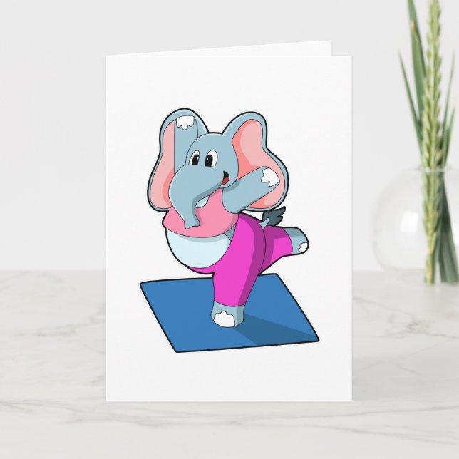 Elefant bei Yoga Stretching Übungen in Stehend Karte (Vorderseite)