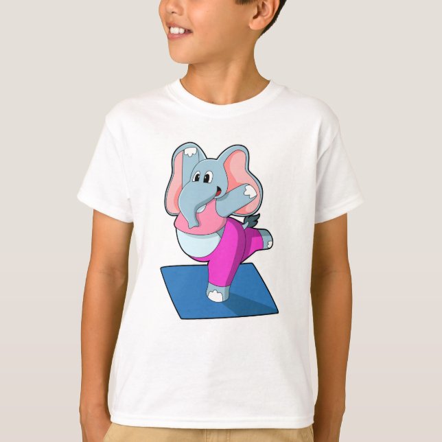 Elefant bei Yoga Stretching Übungen in Stehend T-Shirt (Vorderseite)