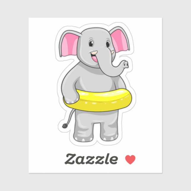 Elefant beim Baden mit Lifebuoy Aufkleber (Blatt)