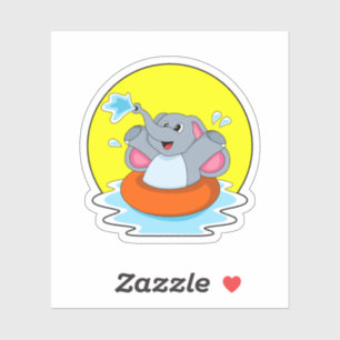 Elefant beim Baden mit Lifebuoy Aufkleber