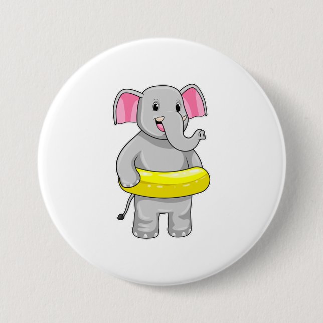 Elefant beim Baden mit Lifebuoy Button (Vorderseite)