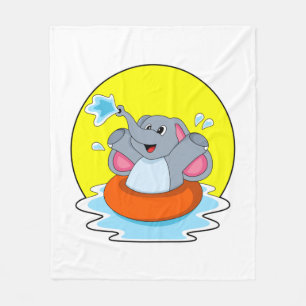 Elefant beim Baden mit Lifebuoy Fleecedecke