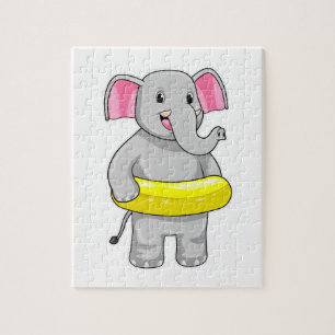 Elefant beim Baden mit Lifebuoy Puzzle