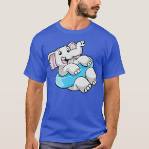 Elefant beim Baden mit Schwimmring T-Shirt