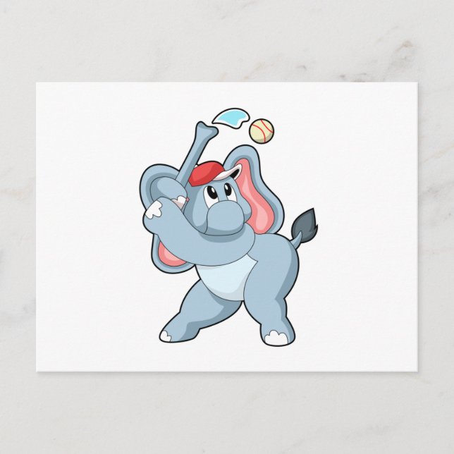 Elefant beim Baseball Postkarte (Vorderseite)