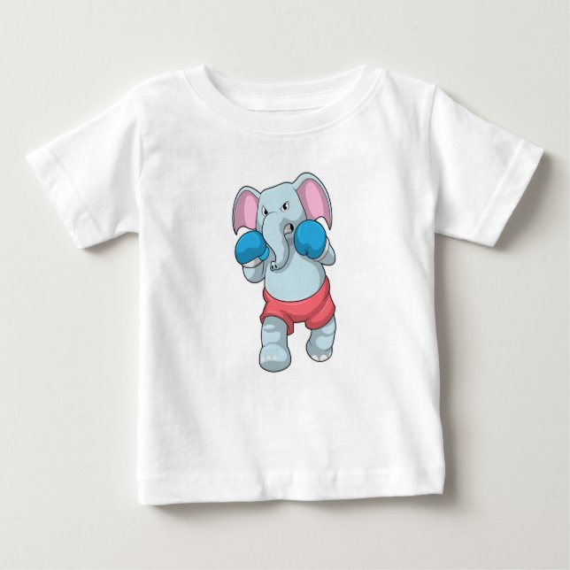 Elefant beim Boxen mit Boxhandschuhen Baby T-shirt (Vorderseite)