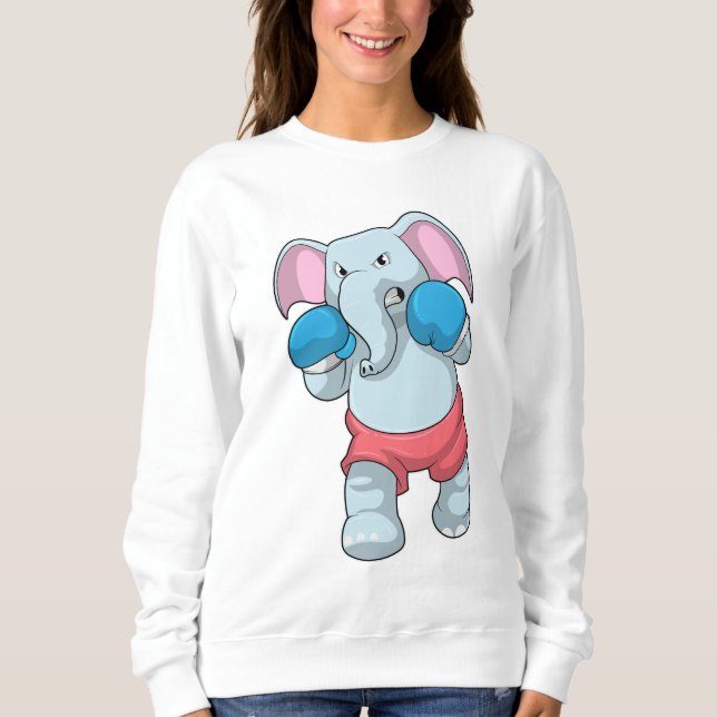 Elefant beim Boxen mit Boxhandschuhen Sweatshirt (Vorderseite)