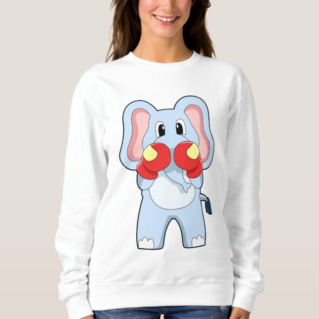 Elefant beim Boxen mit Boxhandschuhen Sweatshirt (Vorderseite)