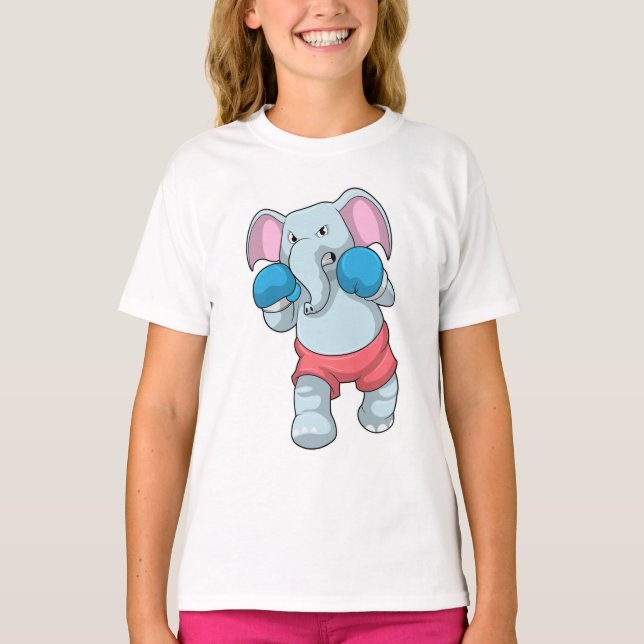 Elefant beim Boxen mit Boxhandschuhen T-Shirt (Vorderseite)