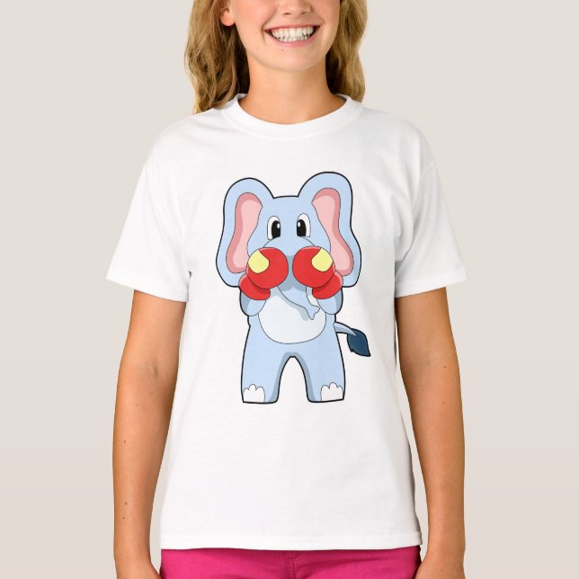 Elefant beim Boxen mit Boxhandschuhen T-Shirt (Vorderseite)