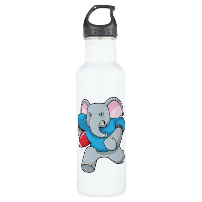 Elefant beim Fußball mit Ausrüstung Edelstahlflasche (Vorderseite)