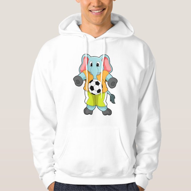 Elefant beim Fußballsport Hoodie (Vorderseite)