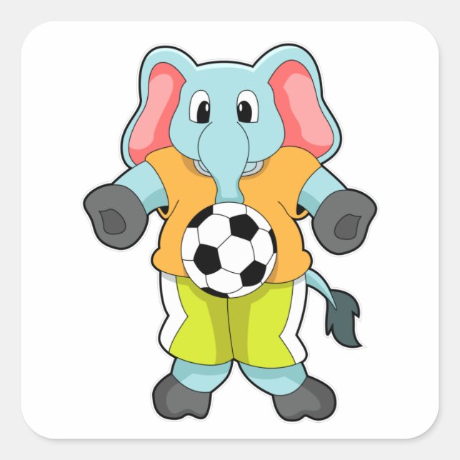 Elefant beim Fußballsport Quadratischer Aufkleber (Vorderseite)