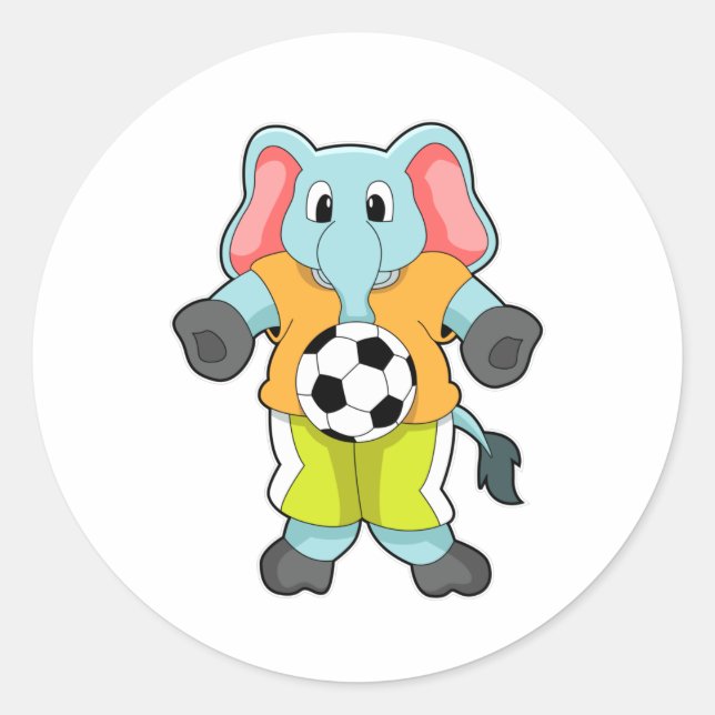 Elefant beim Fußballsport Runder Aufkleber (Vorderseite)