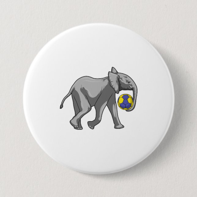 Elefant beim Handball-Sport Button (Vorderseite)