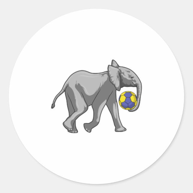 Elefant beim Handball-Sport Runder Aufkleber (Vorderseite)