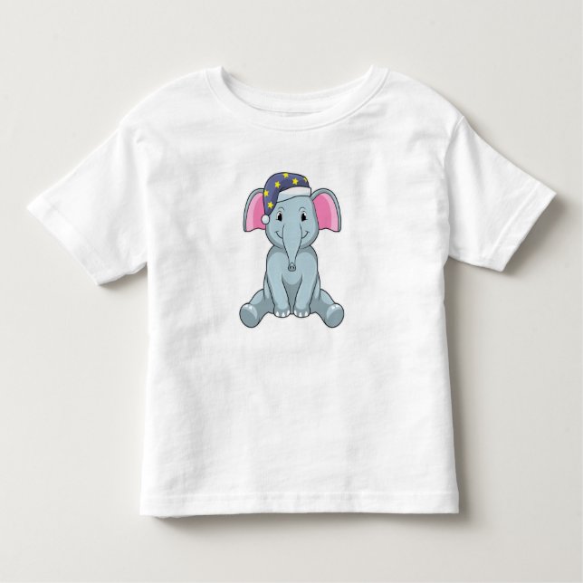 Elefant beim Schlafen mit Nachtkappe Kleinkind T-shirt (Vorderseite)