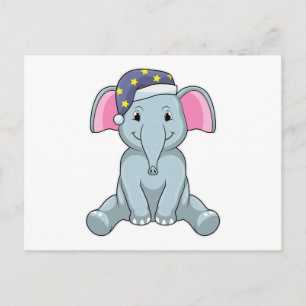 Elefant beim Schlafen mit Nachtkappe Postkarte