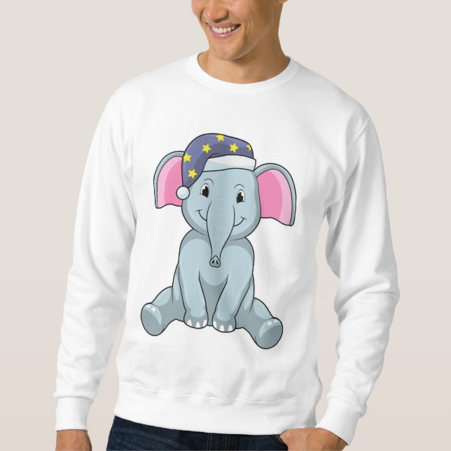 Elefant beim Schlafen mit Nachtkappe Sweatshirt (Vorderseite)