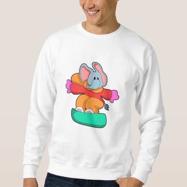 Elefant beim Snowboarden mit Snowboard Sweatshirt (Vorderseite)