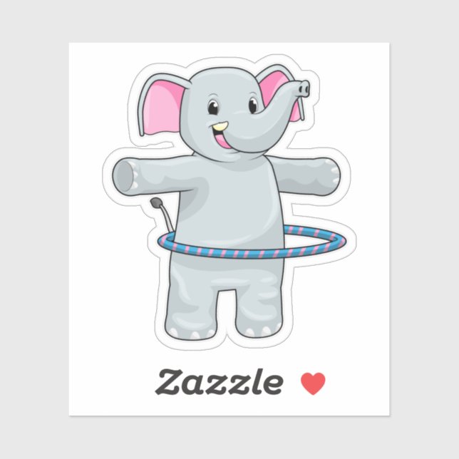 Elefant beim Sport mit Reifen der Fitness Aufkleber (Blatt)