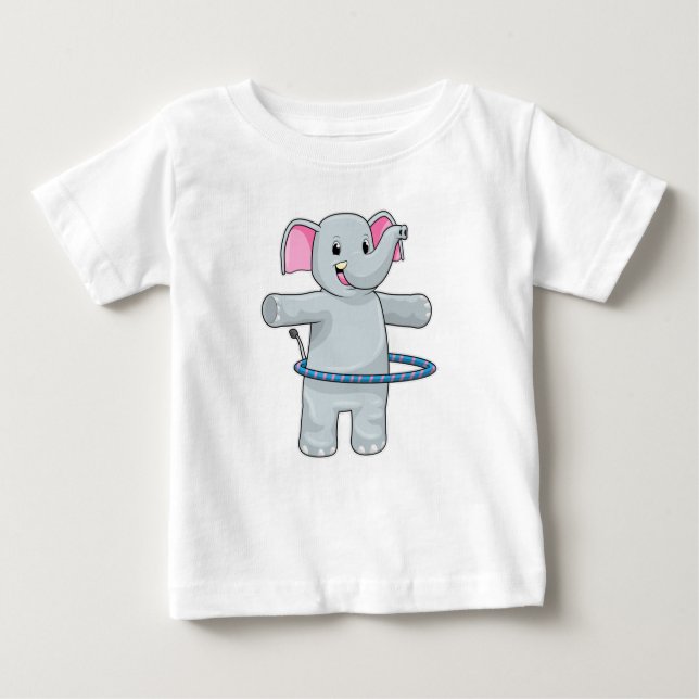 Elefant beim Sport mit Reifen der Fitness Baby T-shirt (Vorderseite)