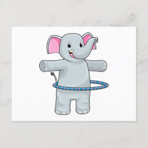 Elefant beim Sport mit Reifen der Fitness Postkarte