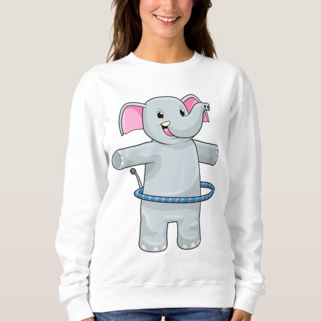 Elefant beim Sport mit Reifen der Fitness Sweatshirt (Vorderseite)