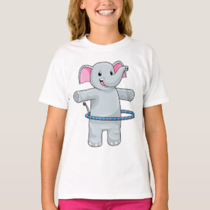 Elefant beim Sport mit Reifen der Fitness T-Shirt