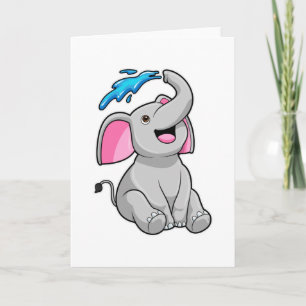 Elefant beim Spritzen mit Wasser Karte