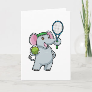 Elefant beim Tennis mit Tennisschläger Karte