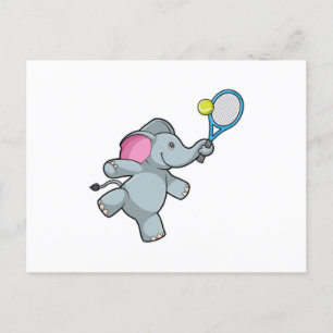 Elefant beim Tennis mit Tennisschläger Postkarte