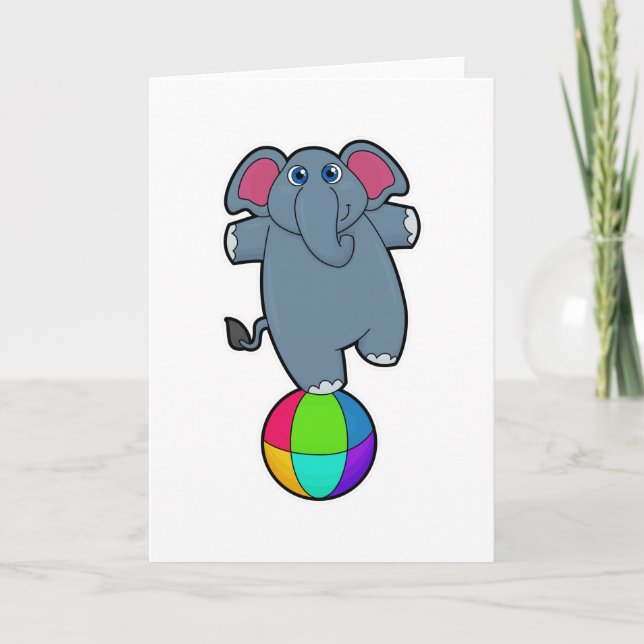 Elefant beim Zirkus mit Zirkusball Karte (Vorderseite)