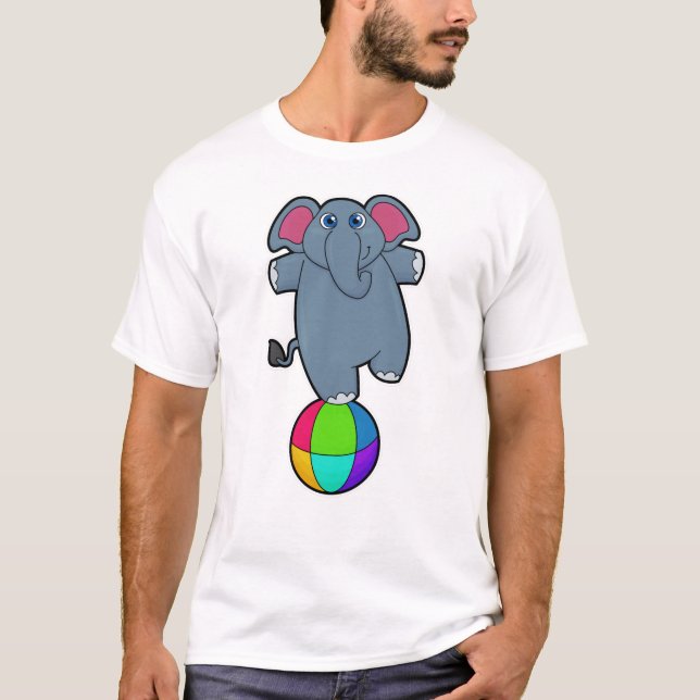 Elefant beim Zirkus mit Zirkusball T-Shirt (Vorderseite)
