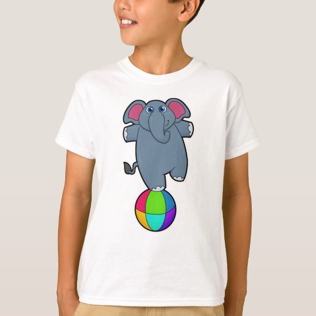 Elefant beim Zirkus mit Zirkusball T-Shirt (Vorderseite)