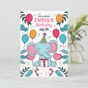 Elefant Birthday Einladung, Jungtiere Einladung