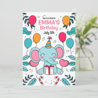 Elefant Birthday Einladung, Jungtiere Einladung