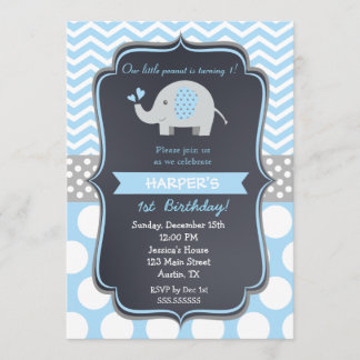 Elefant Birthday Party Einladungen Boy