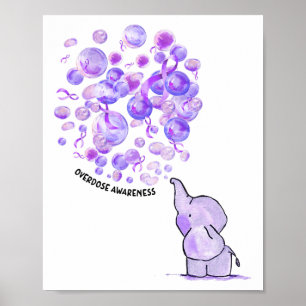 Elefant bläst lila Luftballons Überdosis-Bewusstse Poster