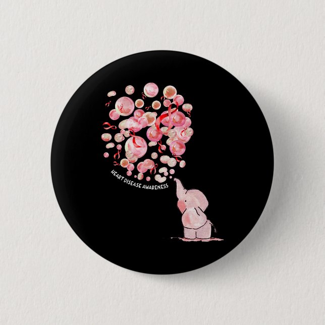 Elefant bläst rote Luftballons auf Herzkrankheit A Button (Vorderseite)