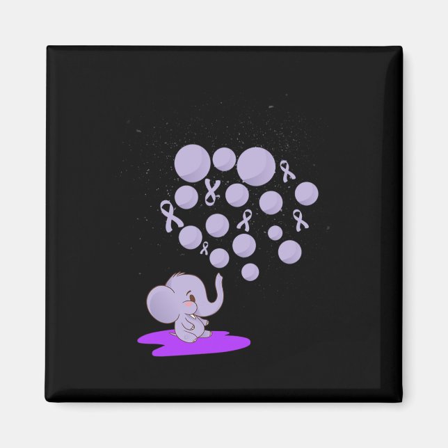 Elefant bläst violette Luftballons auf Überdosieru Magnet (Vorne)