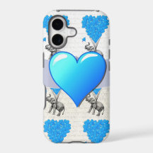 Elefant & blaue Herzballons