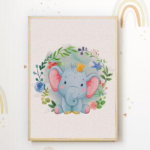 Elefant Blumenkinderstube Poster Druck Kinderzimme