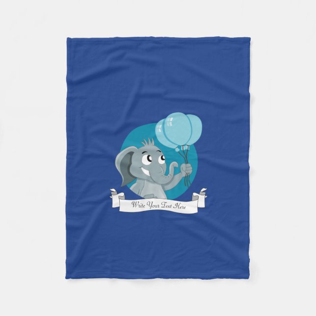 Elefant Cartoon Fleecedecke (Vorderseite)