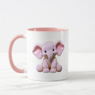Elefant Cartoon Süßes Baby Charakter Pastell Rosa Tasse