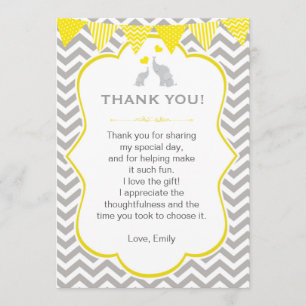 Elefant danken Ihnen, Anmerkungs-gelbes graues Dankeskarte