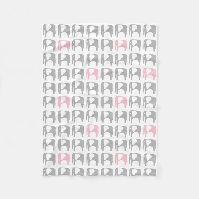 Elefant-Decke - Grau und Rosa Fleecedecke (Vorderseite)