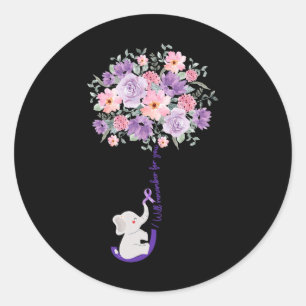 Elefant, den ich für dich lila Sonnenblume merken  Runder Aufkleber